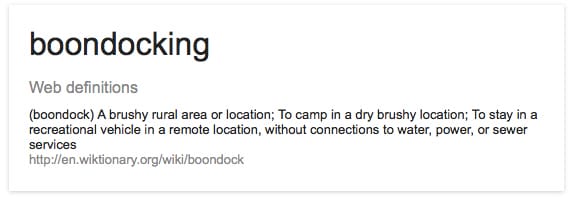 Boondocking Definition
