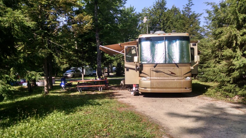 Campsite at Tahquamenon Falls, Michigan.