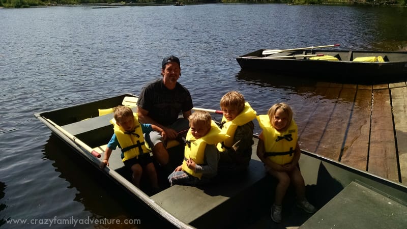 Rowing the boat across to the waterfalls at Tahquamenon Falls in Michigan!