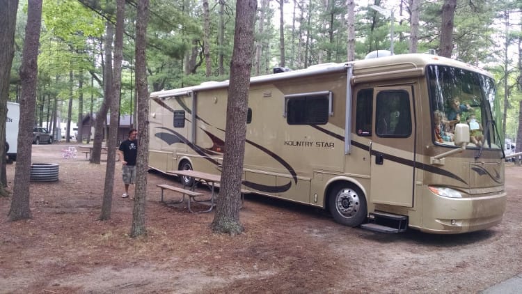 Tight fit at Traverse City State Park Campground!