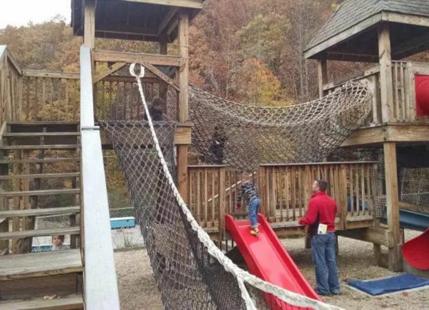 Playing on a swings