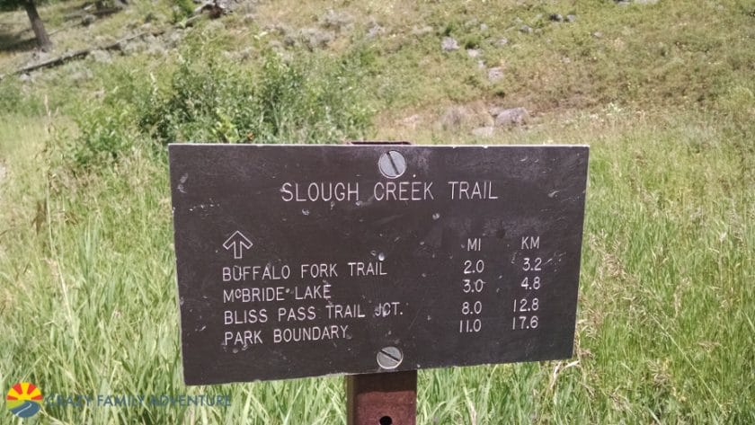 trail-marker for Slough Creek Trail by Tower Roosevelt 