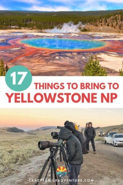 17 things you will want to add to your Yellowstone packing list for a fall, summer or spring trip. A great list if you are going with Kids in June, July, August, September, or October! Good for men and women! Get packing and lets head to Yellowstone National Park! 