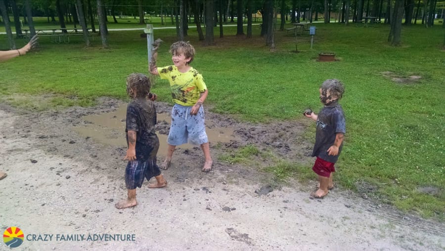 How about a mud fight? YES!