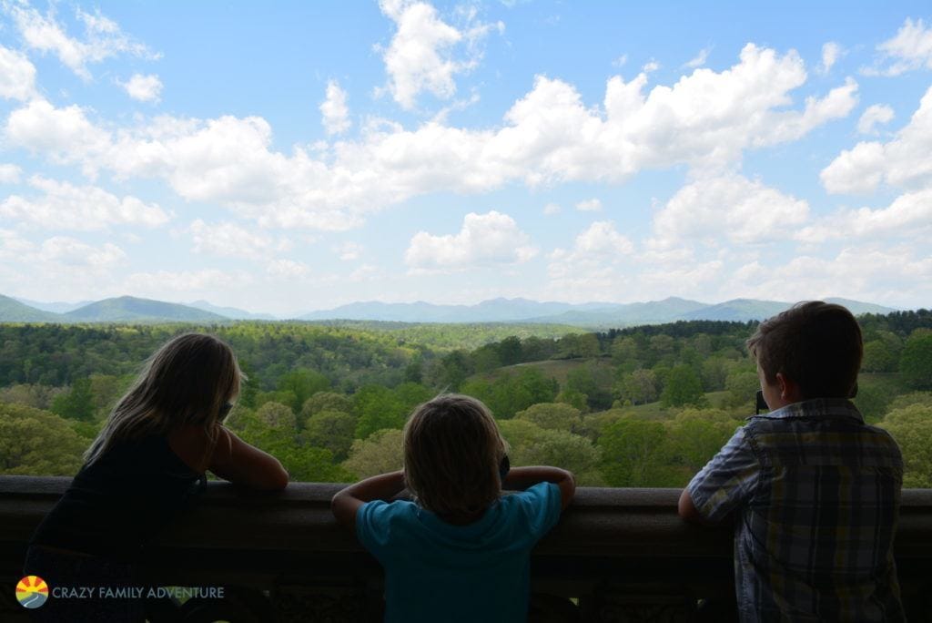 The kids taking in the view off the Biltmore balcony