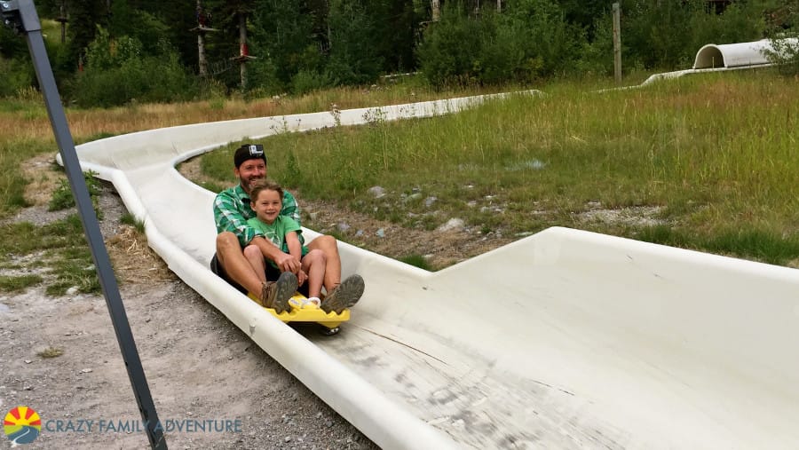 Cruising down the Alpine Slide at Whitefish Mountain Resort