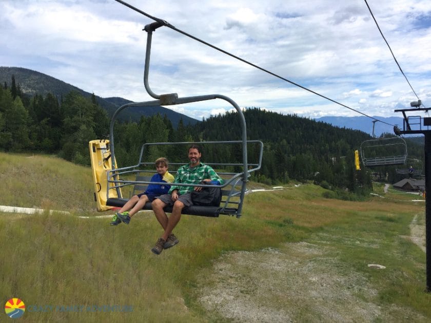 Craig and Carson heading up the Whitefish Mountain Resort free lift