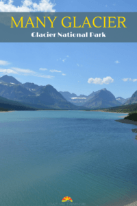 Many Glacier in Glacier National Park in Montana. You will love the water, mountains, and animal sightings! This is a park you don't want to miss when traveling in Montana. 