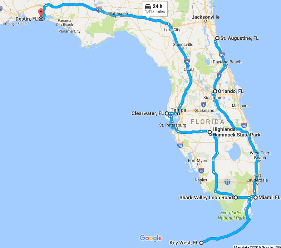 Florida Road Trip Map
