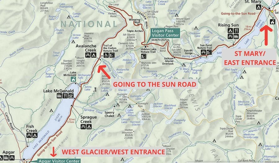 Going To The Sun Road Map