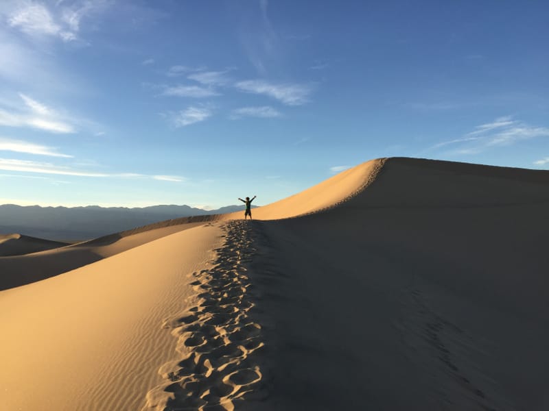 Walking the sand dunes in Death Valley National Park