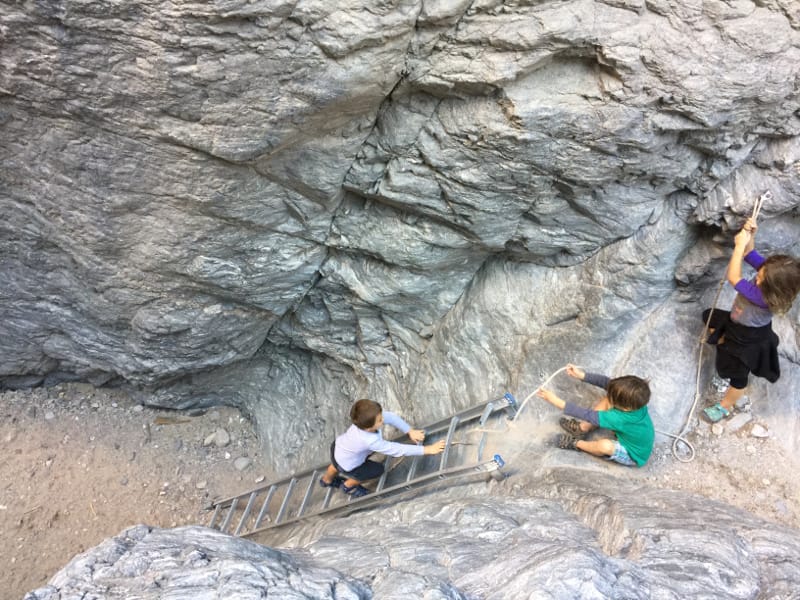 Navigating the obstacles on a hike in Palm Springs, CA