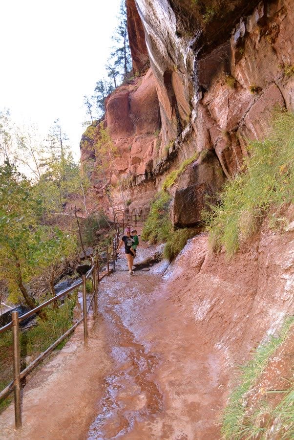 Hiking up to the 3 pools in Zion National Park