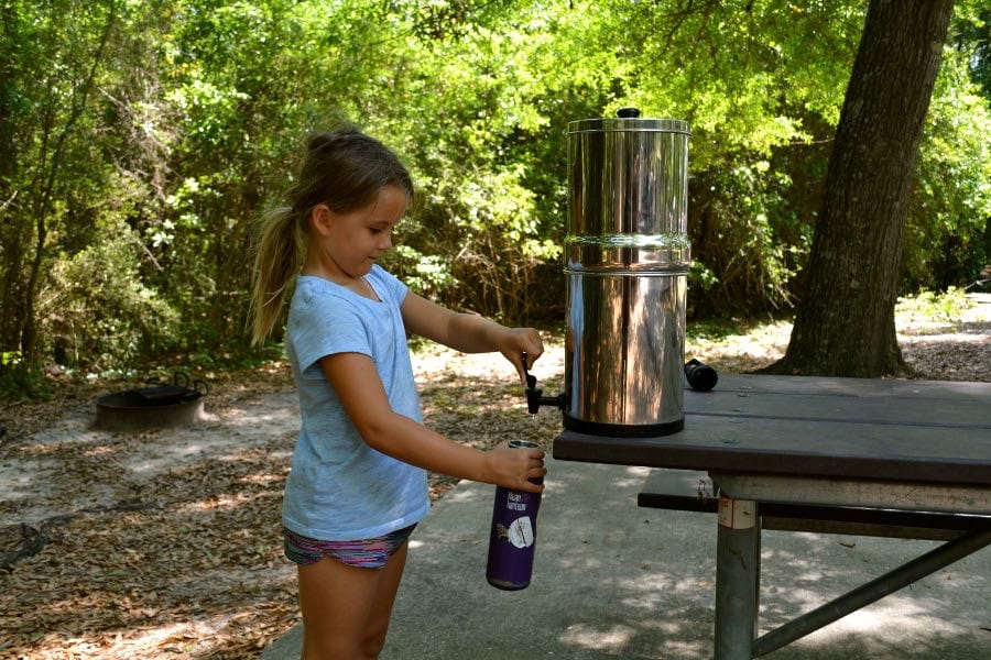 Filling up from our Travel Berkey Water Filter