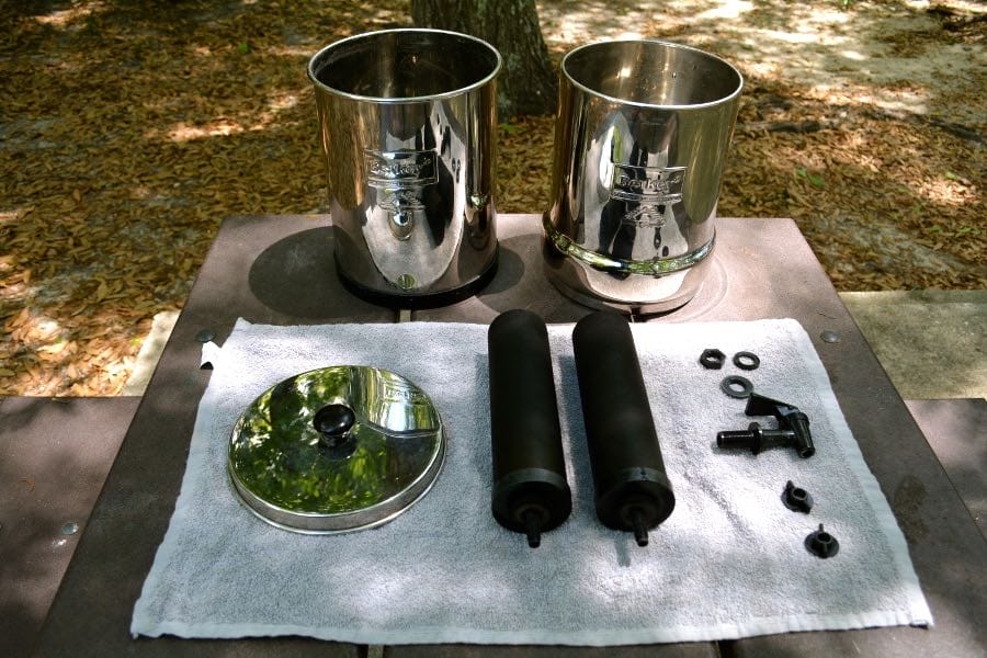 All the components to the Berkey Water Filter