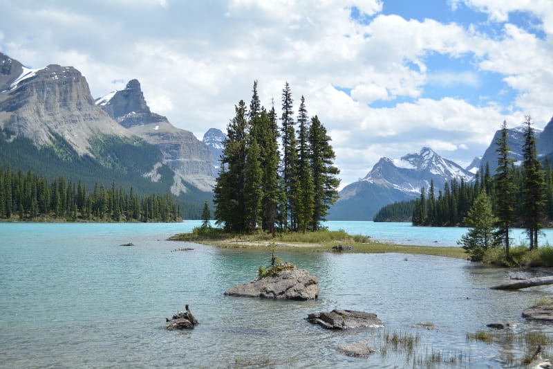 Spirit Island on Maligne Lake in Jasper National Park