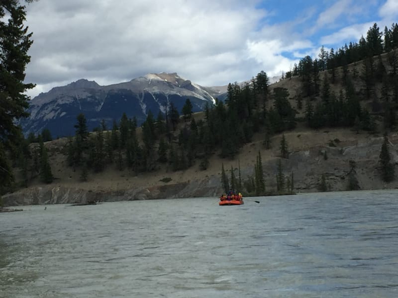 Rafting down the Athabasca River in Jasper National Park