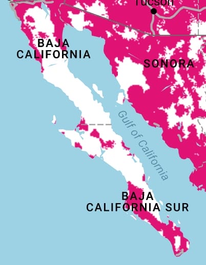 T-Mobile Coverage Map for Baja