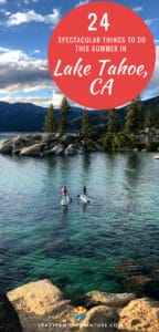 Lake Tahoe is a beautiful place to explore in the summer! From the spectacular lake to the attractions, hiking and beaches. We cover South Tahoe and also the Nevada side. Check out 24 things to do in Lake Tahoe this summer. It really is a great vacation destination! #LakeTahoe #LakeTahoeVacation #ThingsToDoInLakeTahoe #FamilyVacation #HikinginLakeTahoe #LakeTahoeBeaches