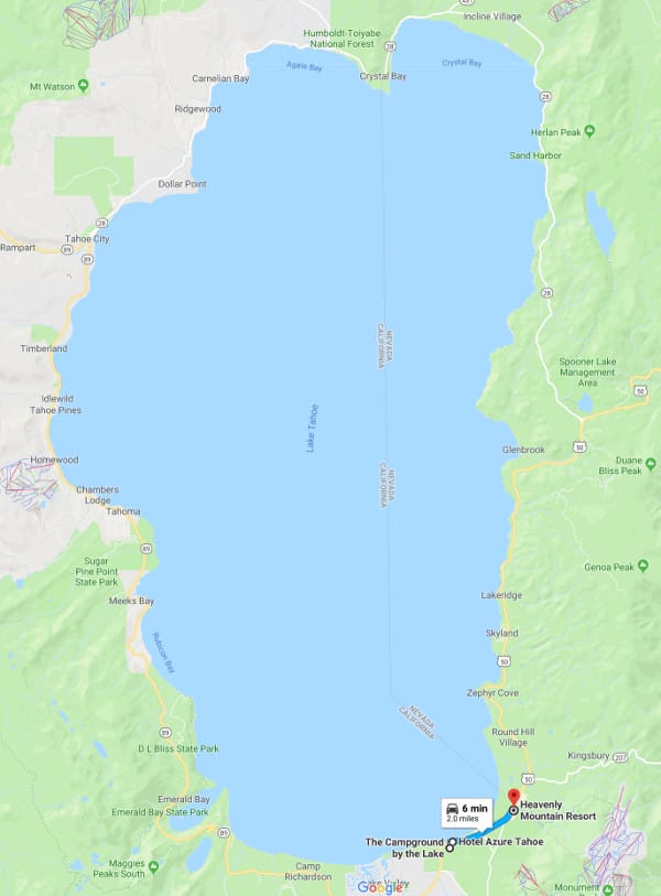 Map of south Lake Tahoe