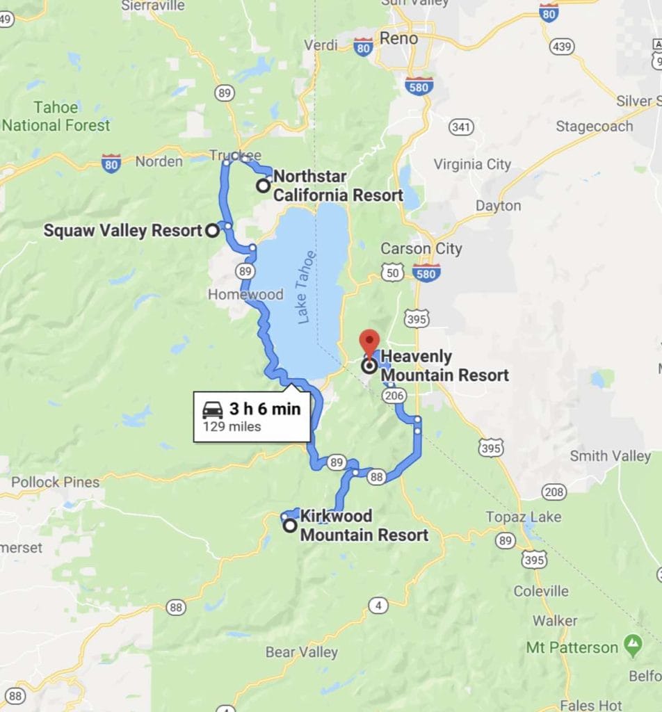map of skiing resorts in lake tahoe