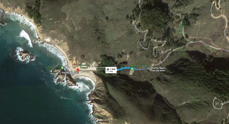 Map to Pfeiffer Beach