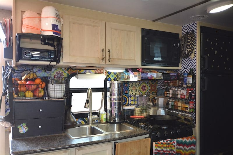 travel trailer remodel - kitchen area