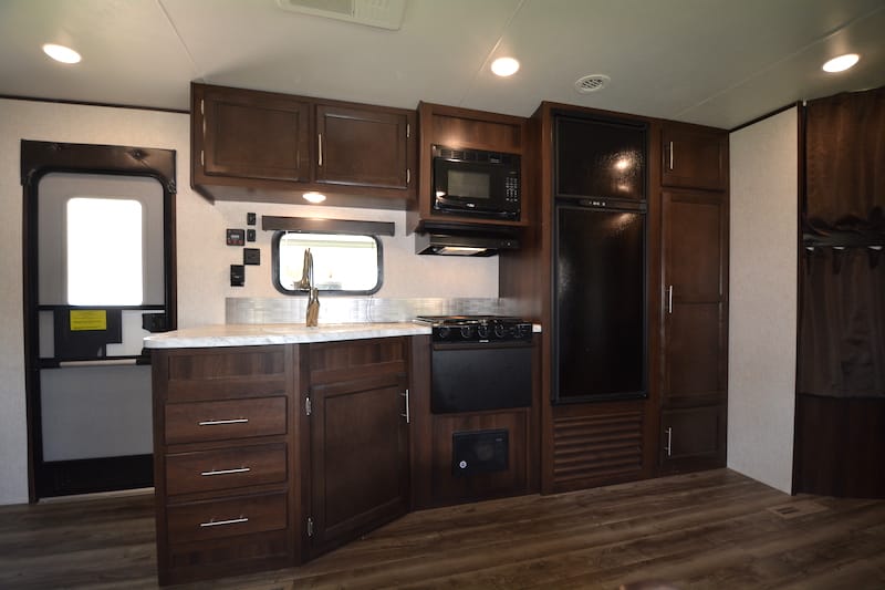 RV remodel before and after kitchen