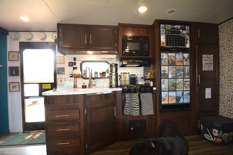 RV remodel before and after kitchen
