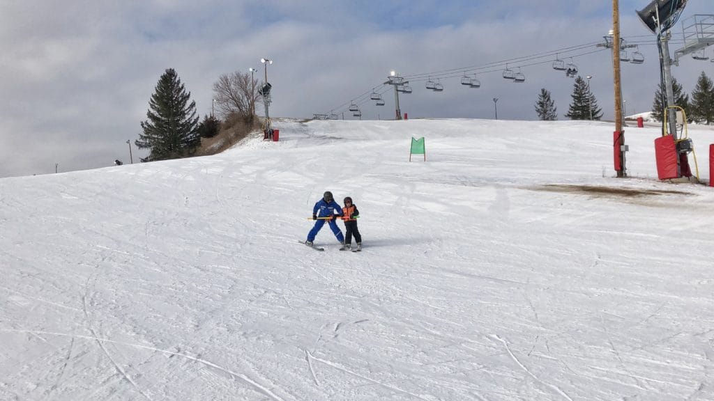 Getting ski lessons on Wilmot Mountain