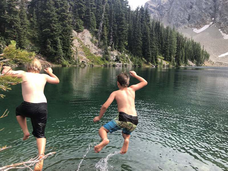 Jumping in Blue Lake