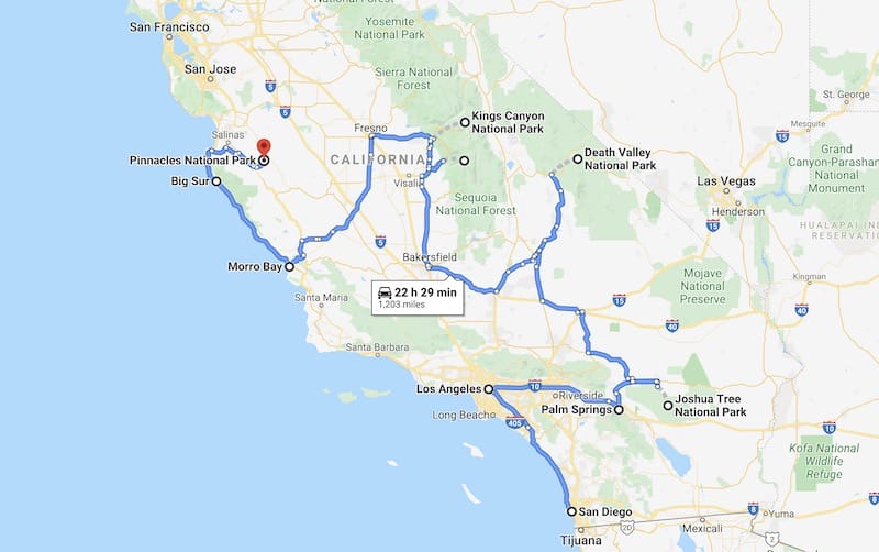 map of things to do in southern california