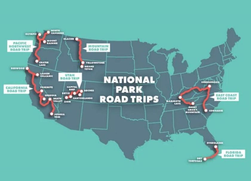 theme park road trip map