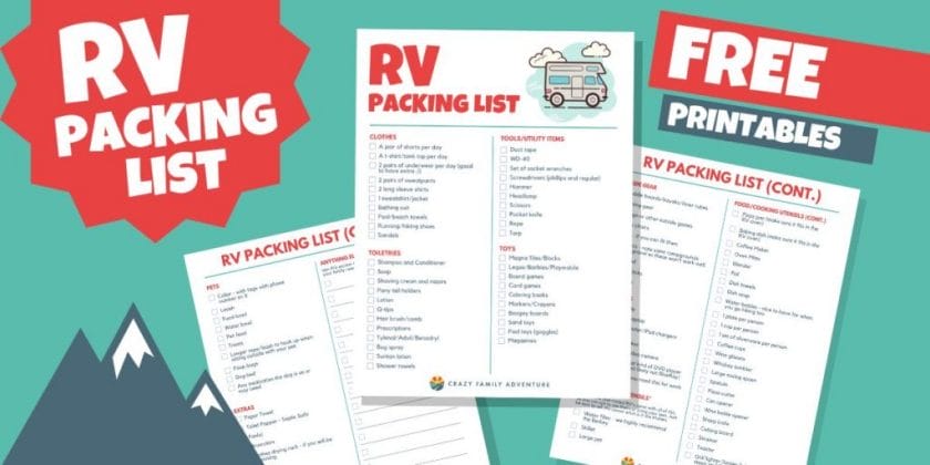 packing list rv trip