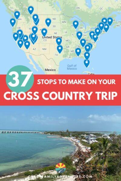 37 stops you don't want to miss on your US cross country road trip! There are so many routes you can take - in our post we lay out the stops you don't want to miss. This trip is great with an RV, with kids and with a dog! In here we include what you need to do when planning a trip and tips on what to do at the places you visit.