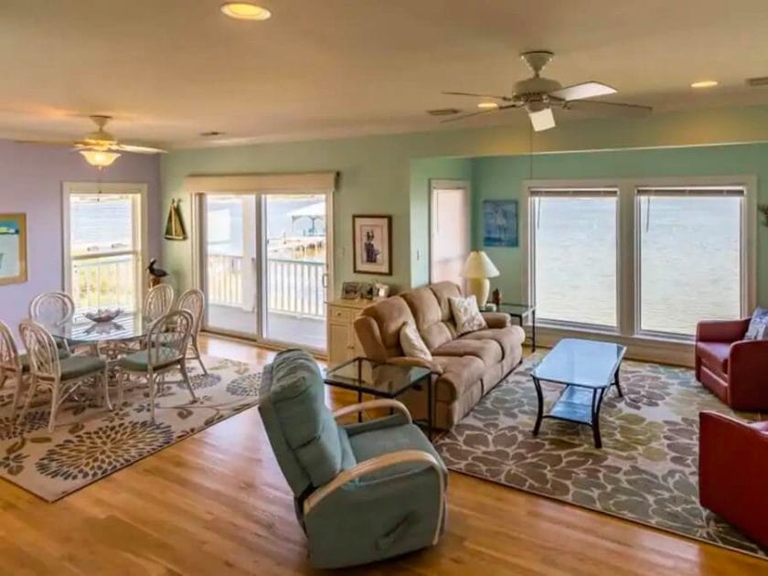 Living room view of a Gulf Shores Airbnb