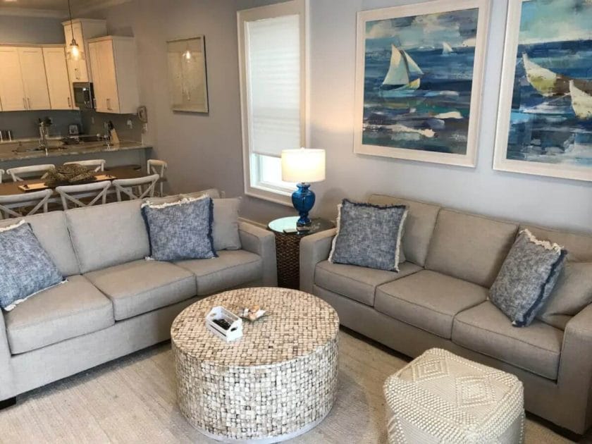 Seas the Day living room Best Gulf Shores Airbnb and VRBO Stays.