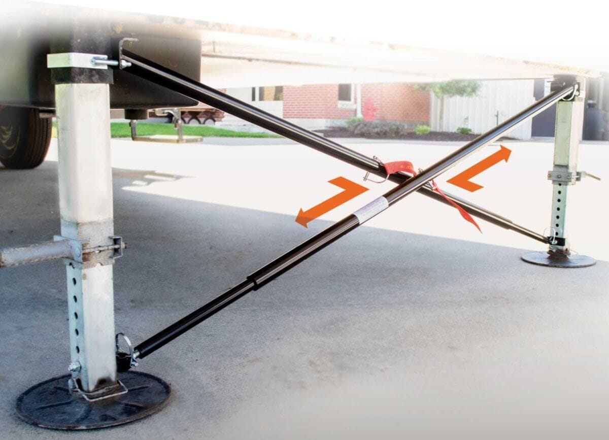 MORryde X-Brace 5th Wheel Stabilizer MORryde's X-Brace 5th Wheel Stabilizer easily attaches to the landing gear and provides excellent side to side stabilization
