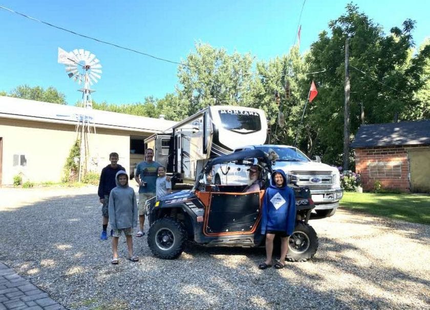 ATV in front of an RV, Boondocks Welcome