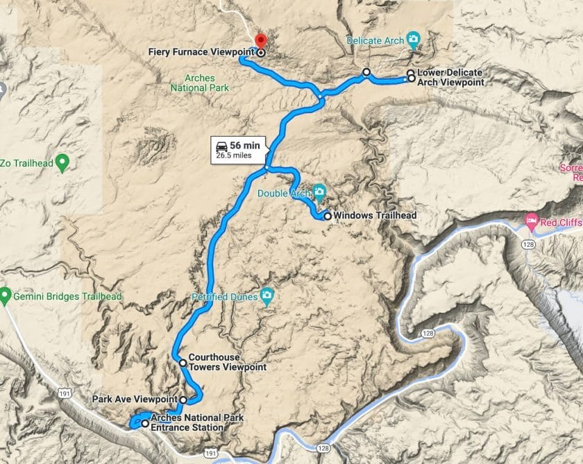 Arches Overlook Map