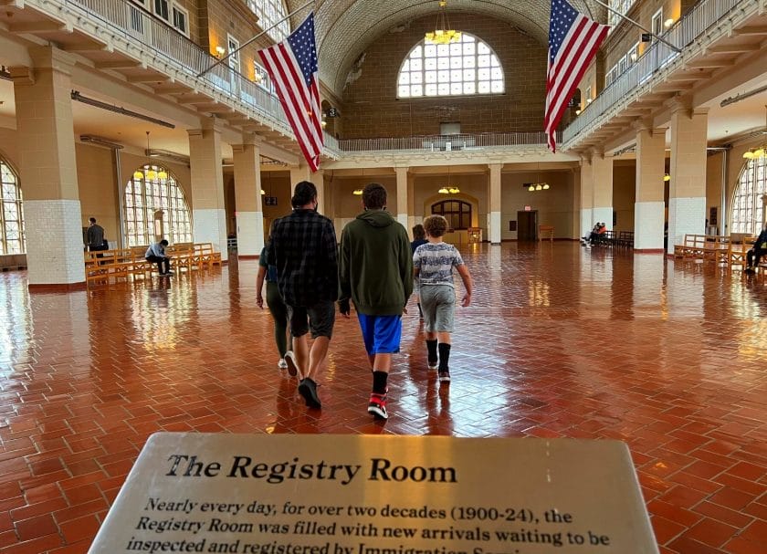 Ellis Island registry room on visiting New York City with kids