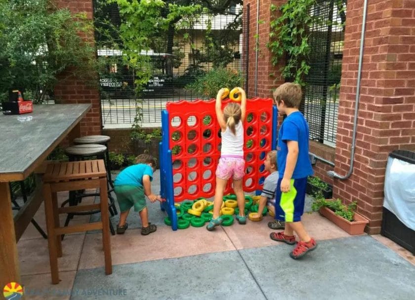 The outside toys at Moon River Brewery are great for things to do with kids in Savannah Georgia 
