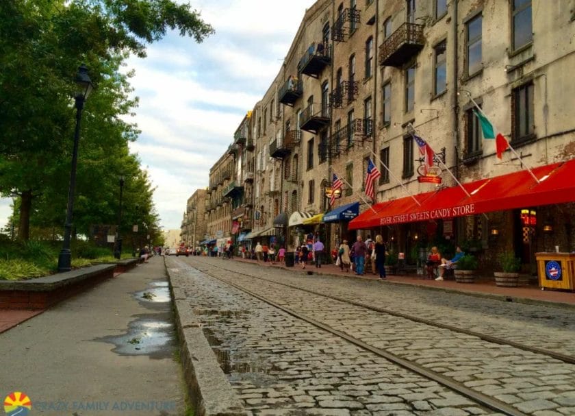 Another view of River Street on our list of things to do with kids in Savannah Georgia 