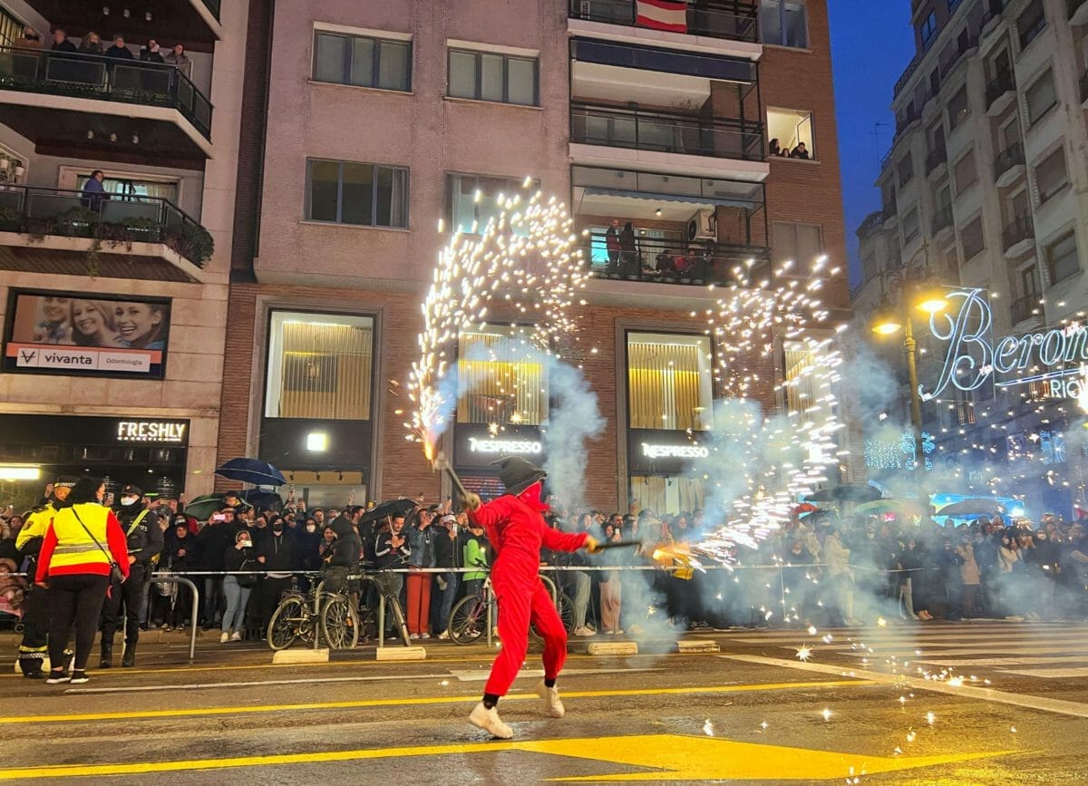 Fire parade at the las fallas festival