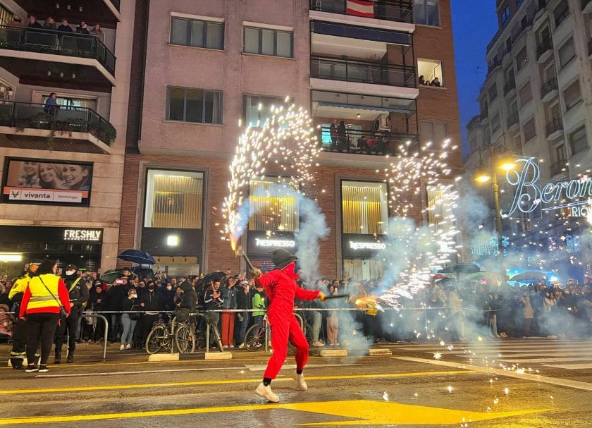 Fire parade at the las fallas festival