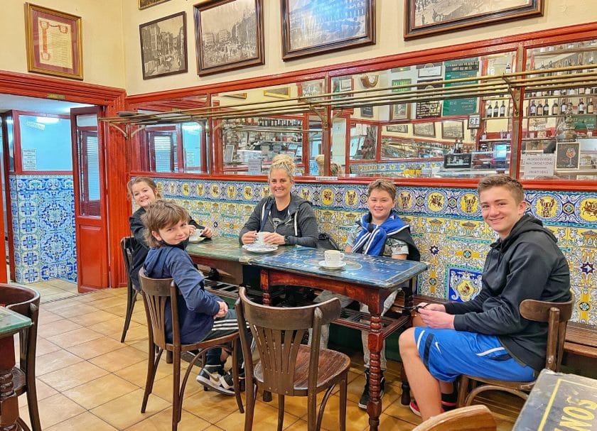 Getting breakfast on our one day in Madrid Spain