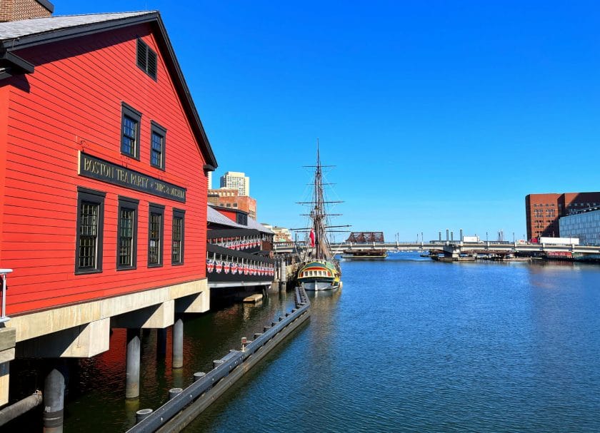 Picture of the Boston Tea Party Museum overlooking the harbor in Boston, MA, things to do in Boston with kids