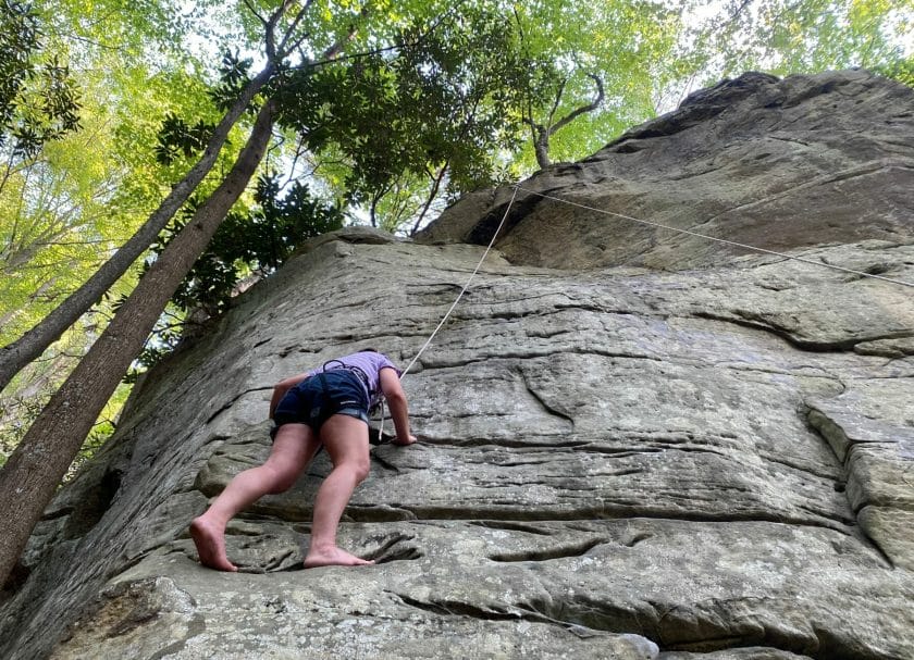 Rock climbing along Bridge Buttress Trail, Things to do in New River Gorge National Park.