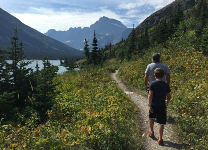 Father and son hiking at Many Glacier, Things to do in Many Glacier