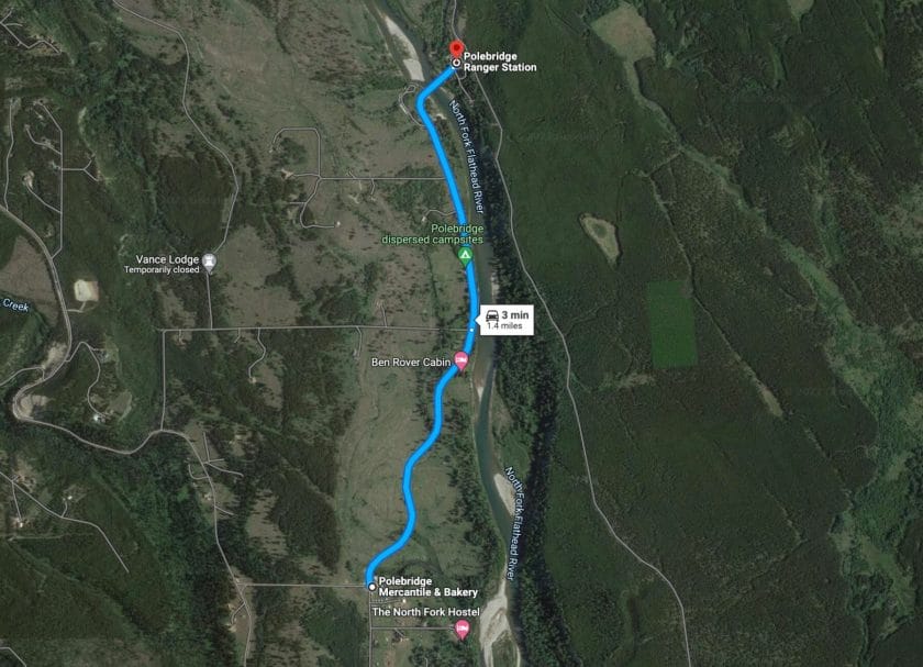 Bowman Lake Polebridge MT Polebridge Mercantile map